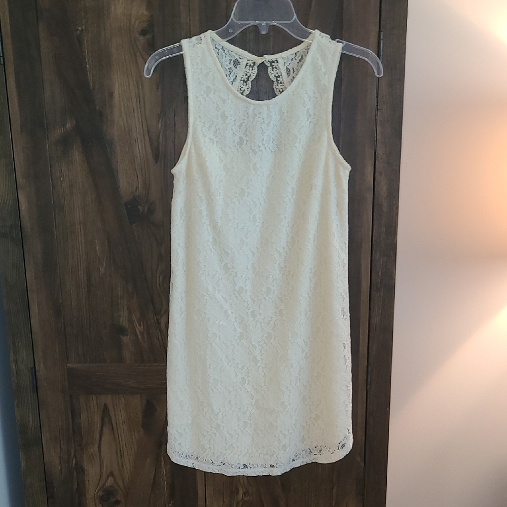 Source Unknown Cream Sheath Halter Mini Dress